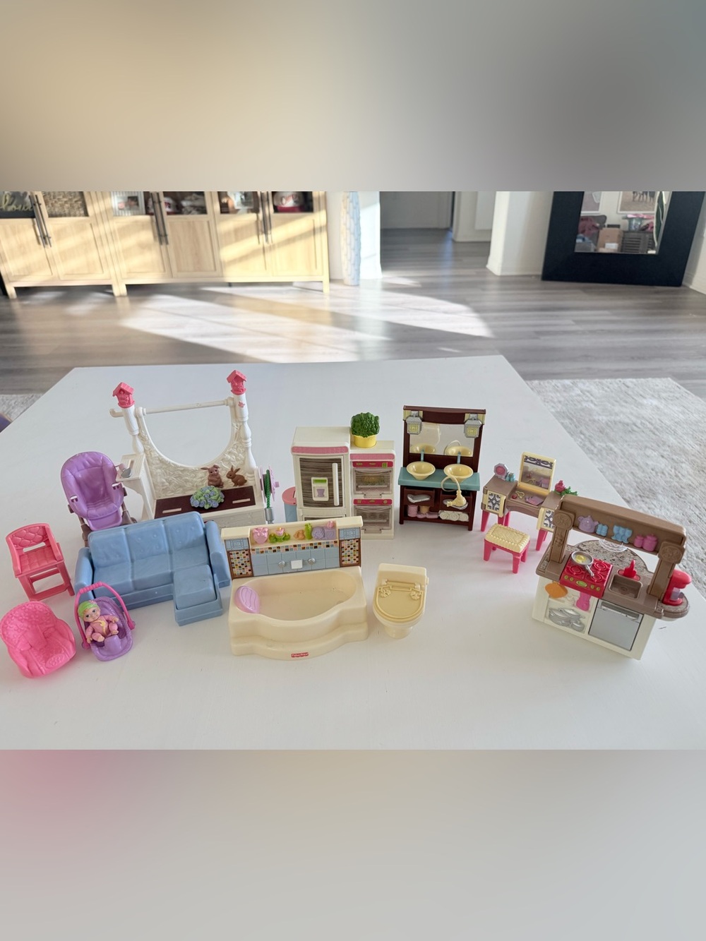 Fisher Price Loving Family Furniture bundle baby kitchen vanity bath garden set